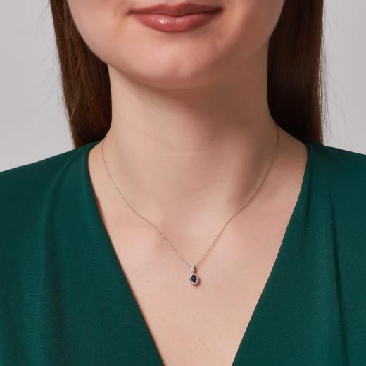 0.44 kt. Diamant-Natursaphir-Halskette