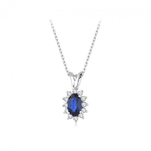 0.38 ct. Diamond Natural Sapphire Necklace