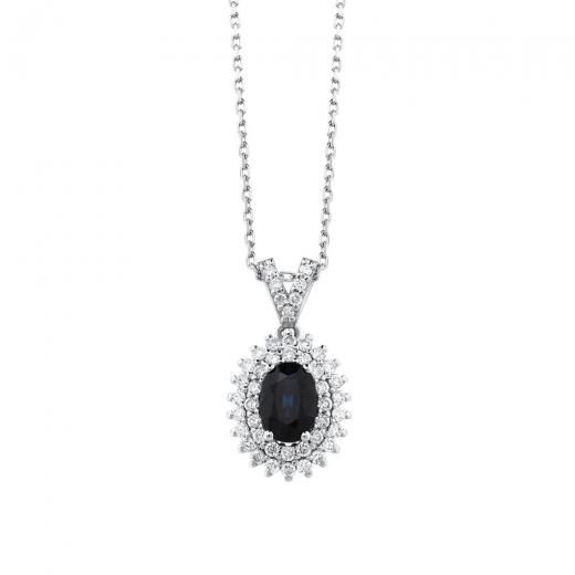 0.83 ct. Diamond Natural Sapphire Necklace