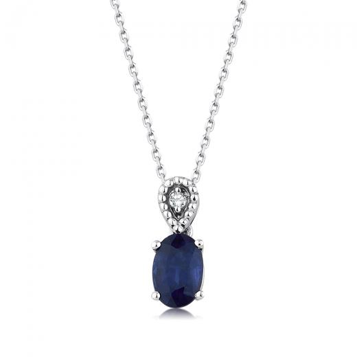 0.63 ct. Diamond Natural Sapphire Necklace