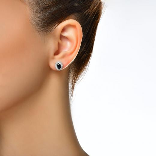 1.55 kt. Diamant-Ohrringe mit natürlichem Saphir