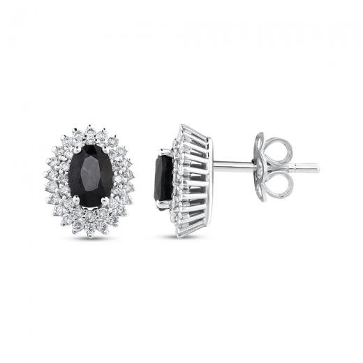 1.55 ct. Diamond Natural Sapphire Earrings