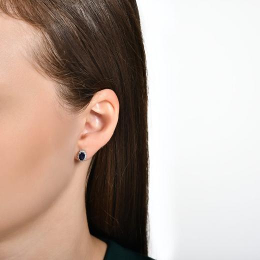 1.51 kt. Diamant-Ohrringe mit natürlichem Saphir