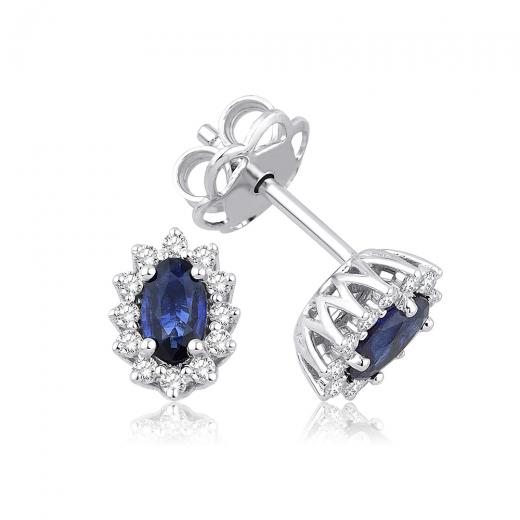 0.69 ct. Diamond Natural Sapphire Earrings