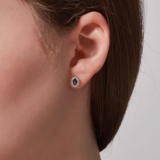 0.69 kt. Diamant-Ohrringe mit natürlichem Saphir