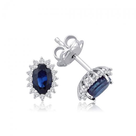 1.45 ct. Diamond Natural Sapphire Earrings