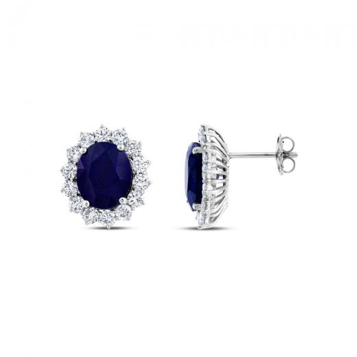 11.89 kt. Diamant-Ohrringe mit natürlichem Saphir
