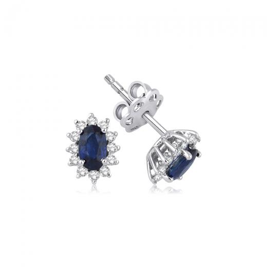 0.74 ct. Diamond Natural Sapphire Earrings