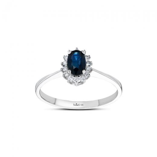 0.76 ct. Diamond Natural Sapphire Ring