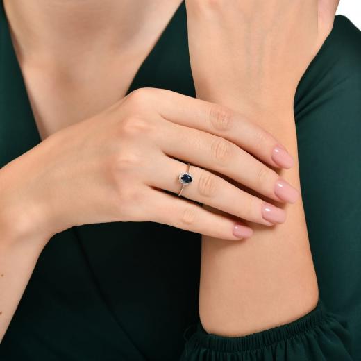 0.76 ct. Diamond Natural Sapphire Ring