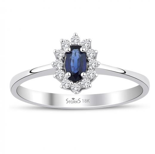 0.37 ct. Diamond Natural Sapphire Ring
