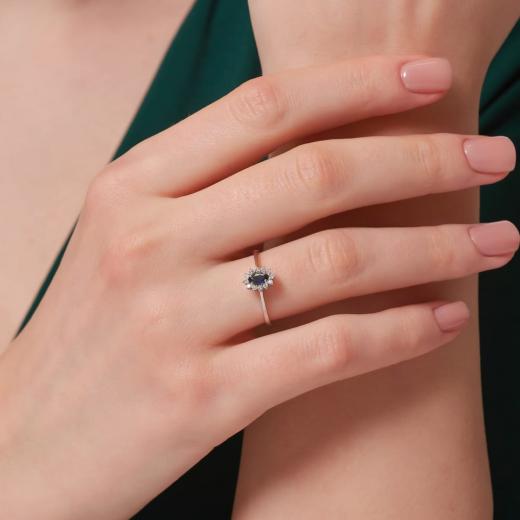 0.37 ct. Diamond Natural Sapphire Ring