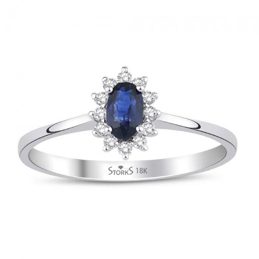 0.40 ct. Diamond Natural Sapphire Ring