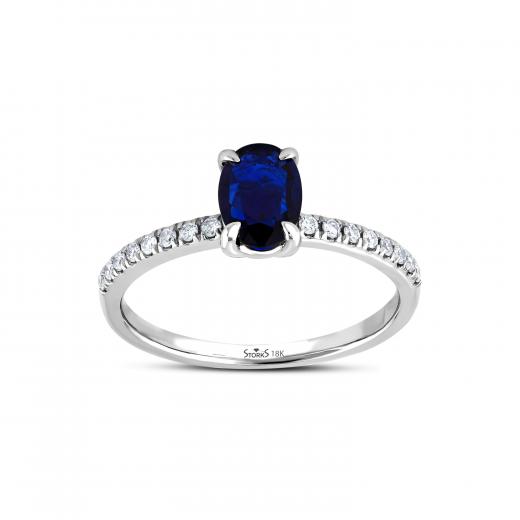 0.91 kt. Diamant Natursaphir Ring