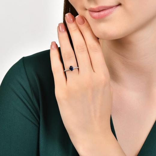 0.91 ct. Diamond Natural Sapphire Ring