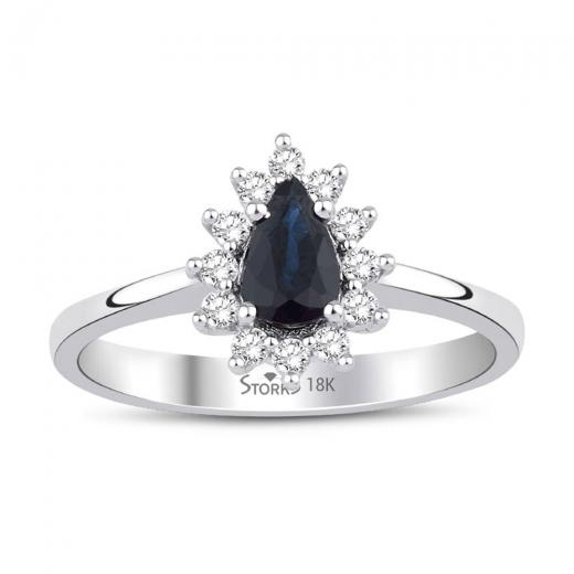0.56 ct. Diamond Natural Sapphire Ring