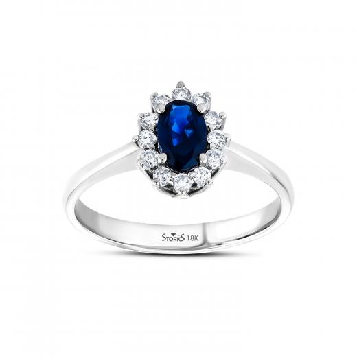 0.75 kt. Diamant Natursaphir Ring