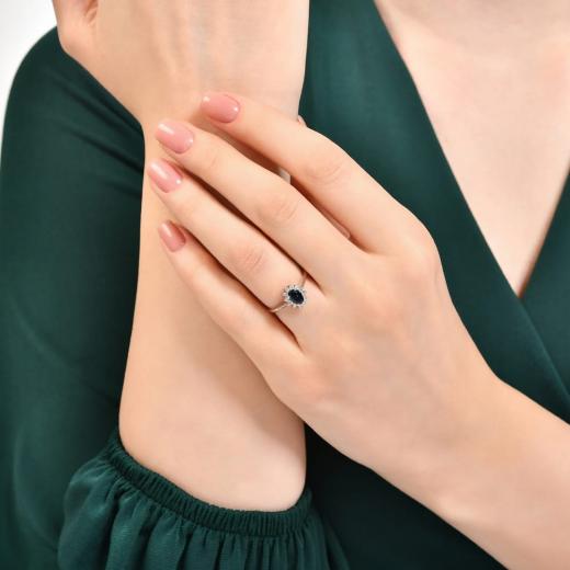 0.75 ct. Diamond Natural Sapphire Ring