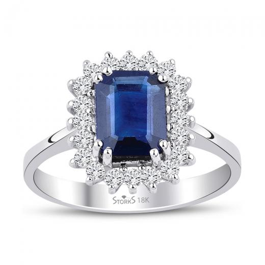 2.44 kt. Diamant Natursaphir Ring