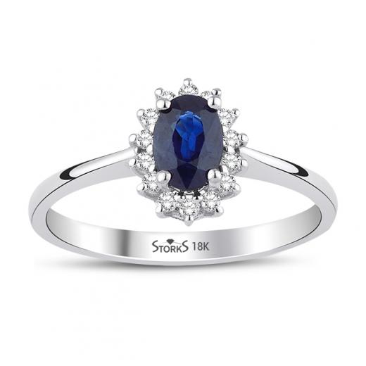 0.75 kt. Diamant Natursaphir Ring