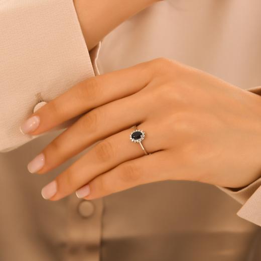 0.75 ct. Diamond Natural Sapphire Ring