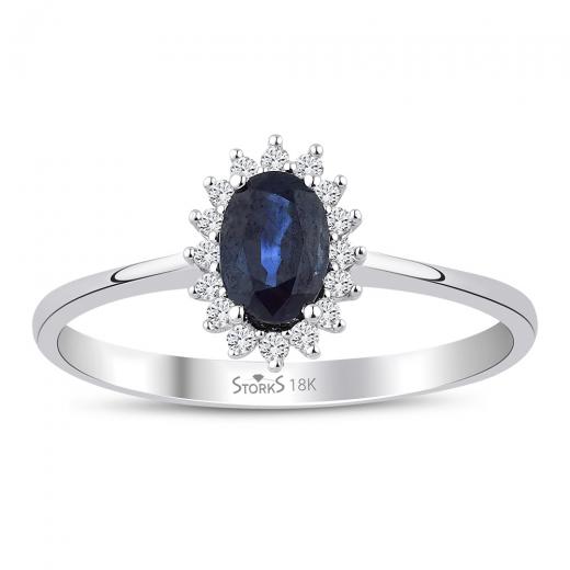 0.76 ct. Diamond Natural Sapphire Ring