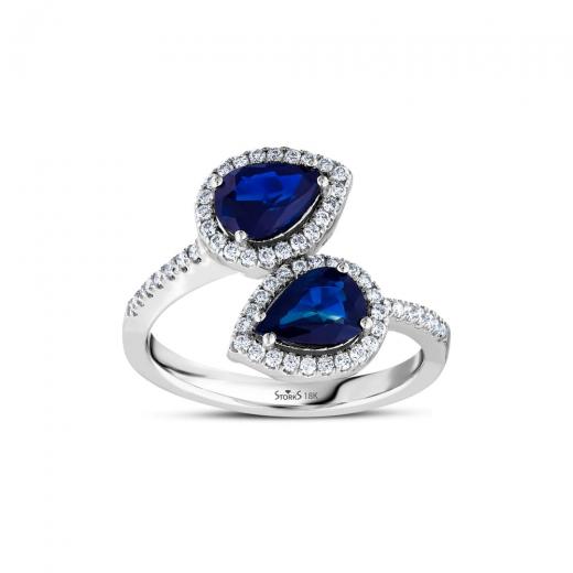 1.66 kt. Diamant Natursaphir Ring