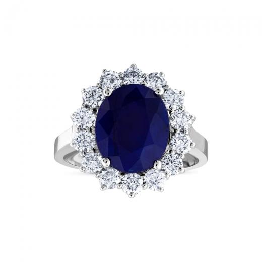 6.76 ct. Diamond Natural Sapphire Ring