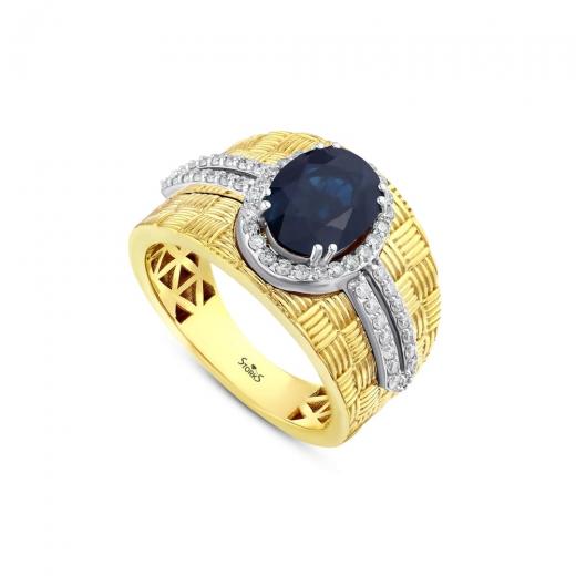 2,31 ct. Diamantring mit natürlichem Saphir