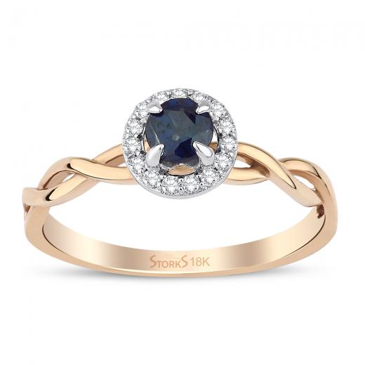 0.47 kt. Diamant Natursaphir Ring