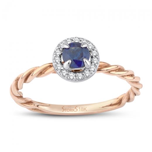 0.44 kt. Diamant Natursaphir Ring