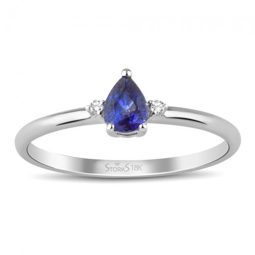 0.38 kt. Diamant-Saphir-Ring