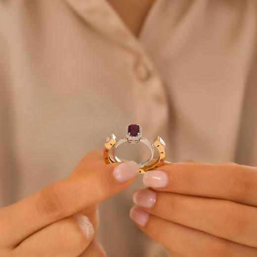 Storks Diamant Rubin Baguette Ring