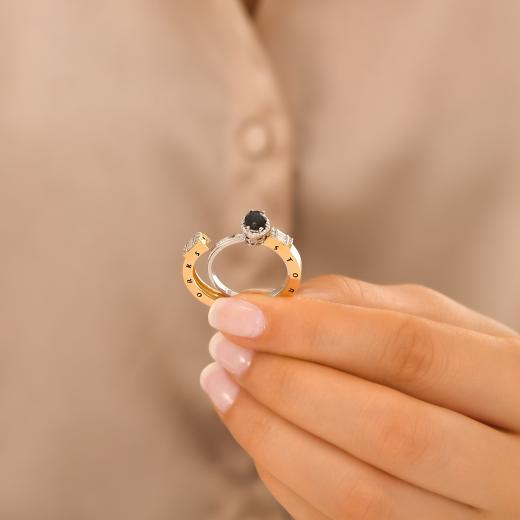 Storks Diamond Sapphire Baguette Ring