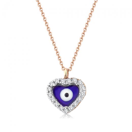 0.07 kt. Diamantene Evil Eye Herz Halskette