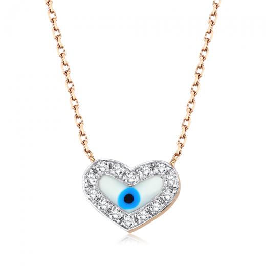 0.11 kt. Diamantene Evil Eye Herz Halskette