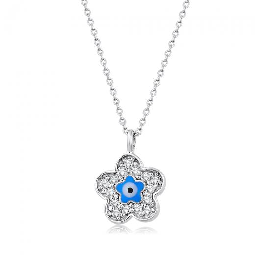 0.07 kt. Diamant Böses Auge Blume Halskette