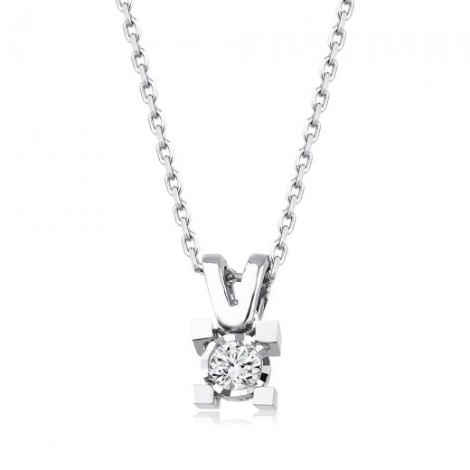 0.07 kt. Diamant Solitär Halskette