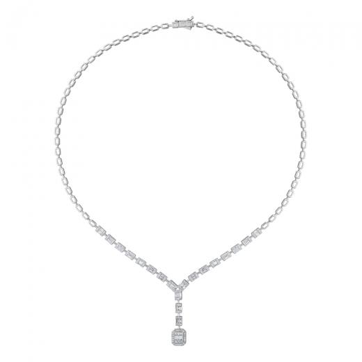 2.38 kt. Diamant-Hochzeits-Baguette-Halskette