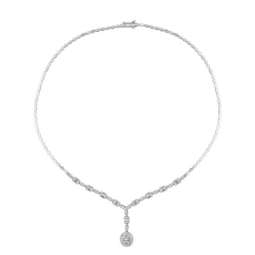 2.32 kt. Diamant-Hochzeits-Baguette-Halskette