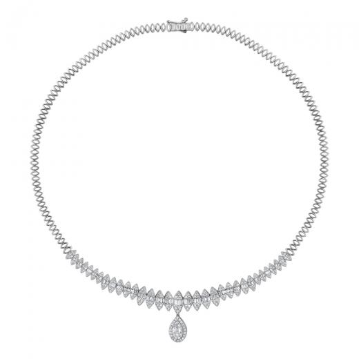 3.89 kt. Diamant-Hochzeits-Baguette-Halskette