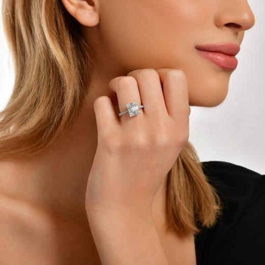 0.78 kt. Diamant-Baguette-Hochzeitsring