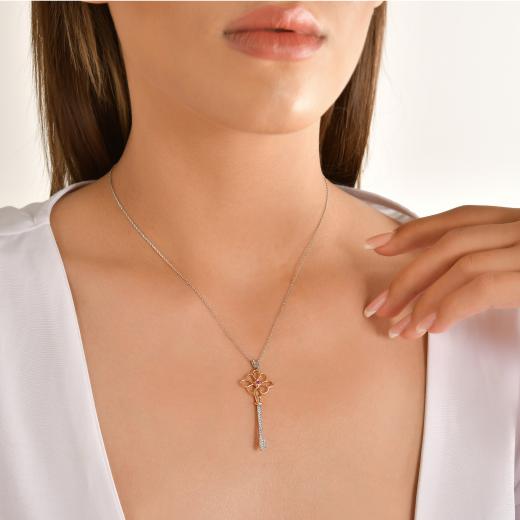 0.14 ct. Diamond Natural Ruby Necklace