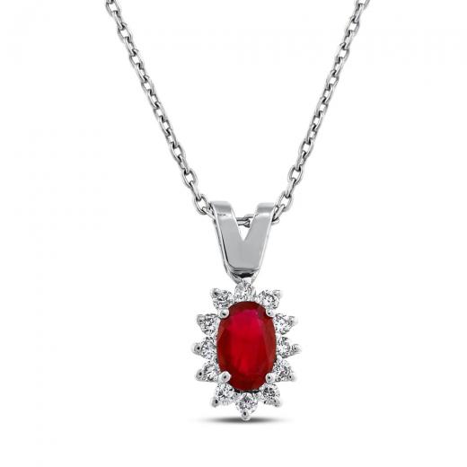 0.34 ct. Diamond Natural Ruby Necklace