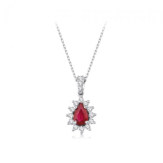 0.60 ct. Diamond Natural Ruby Necklace