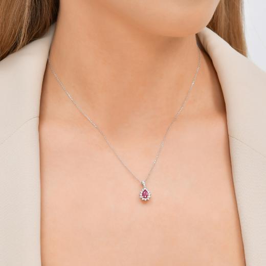 0.60 ct. Diamond Natural Ruby Necklace