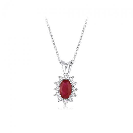 0.36 ct. Diamond Natural Ruby Necklace