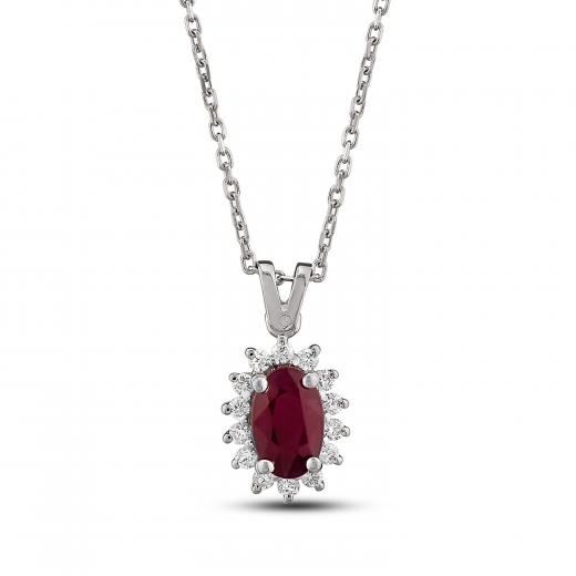 0.66 ct. Diamond Natural Ruby Necklace