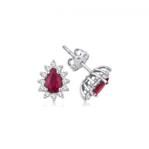 1.07 ct. Diamond Natural Ruby Earring