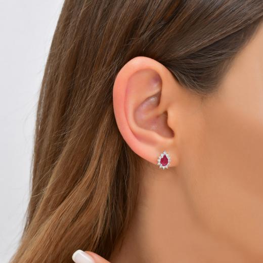 1.07 kt. Diamant-Rubin-Ohrringe